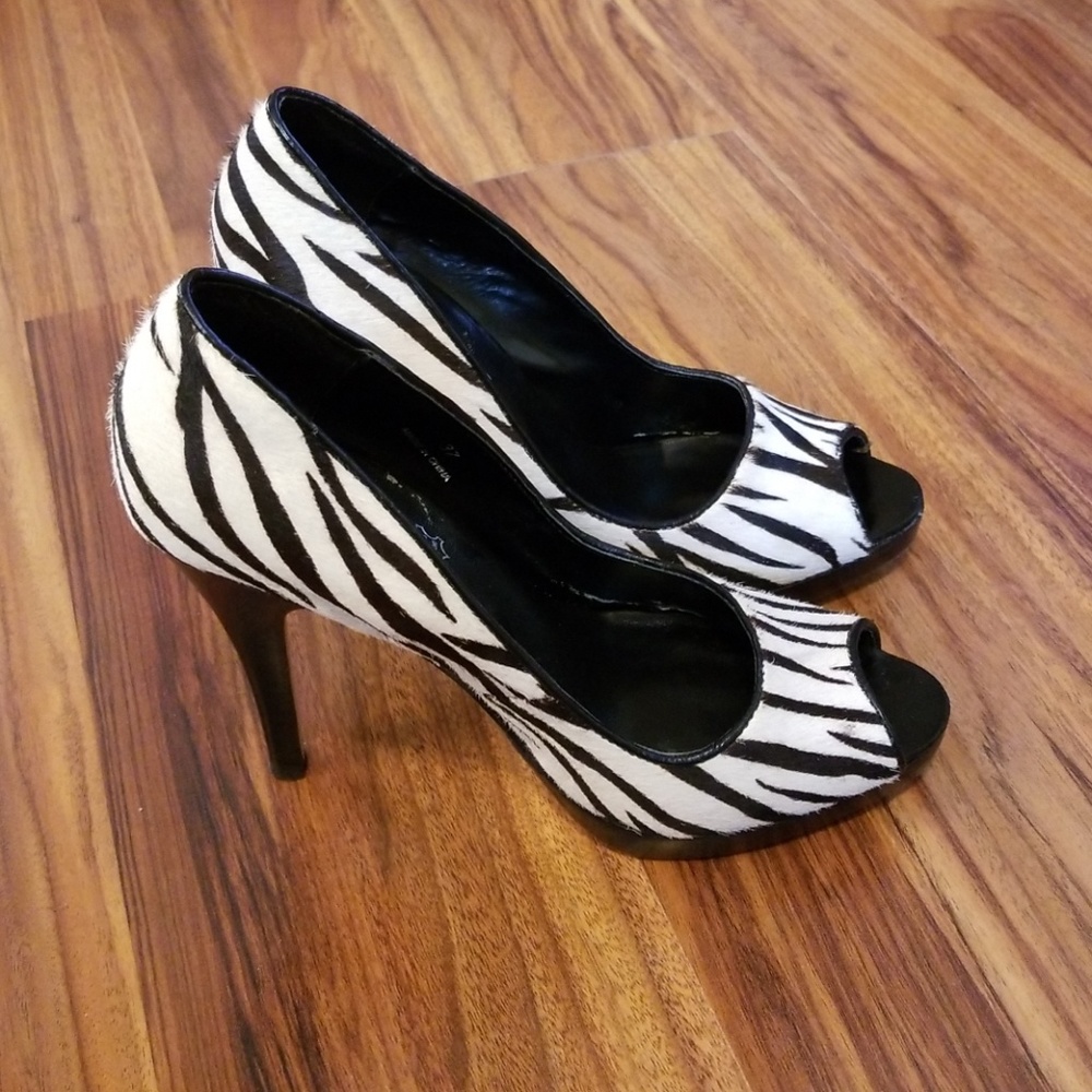 Aldo Zebra Print Peep Toe Heels